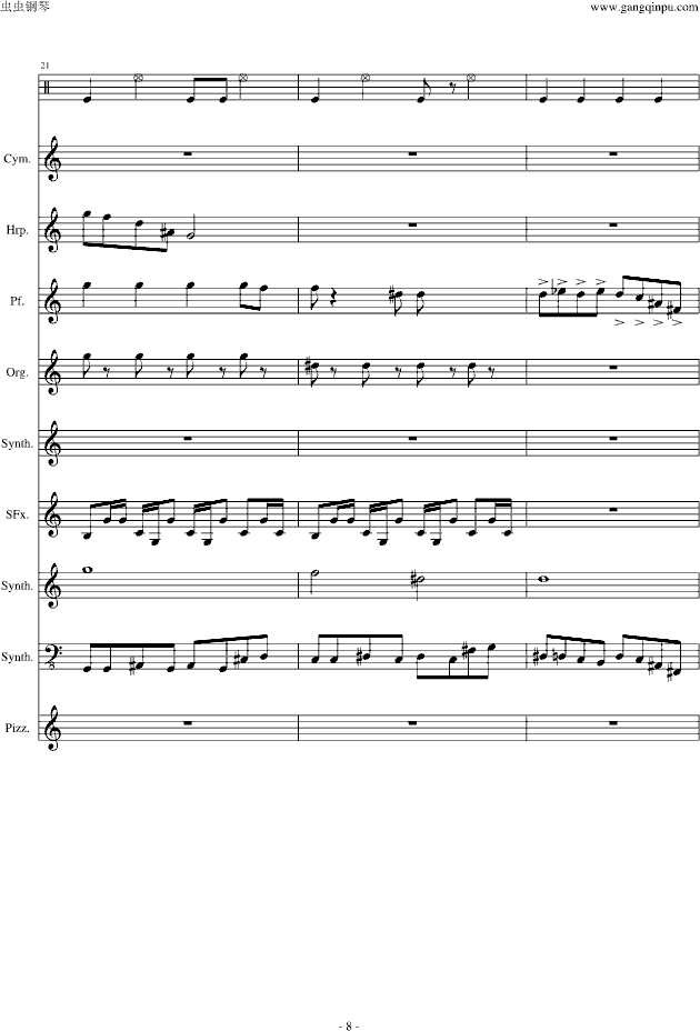 植物大战僵尸-主菜单[crazy dave]【总谱】钢琴谱-c调-虫虫钢琴