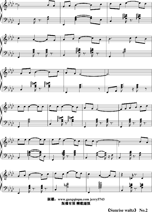 sunrise waltz 日出 华尔兹 钢琴谱-jerry5743-虫虫乐谱
