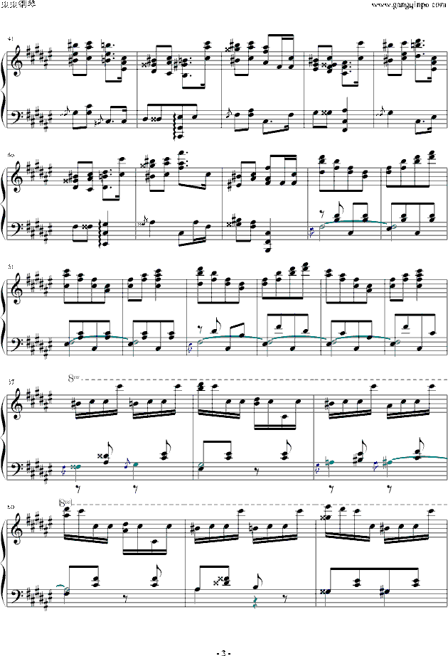 天边f调钢琴曲谱_天边大提琴独奏曲谱(3)