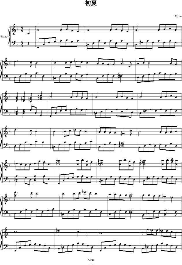 初夏钢琴谱-enjoy the loneliness-虫虫钢琴