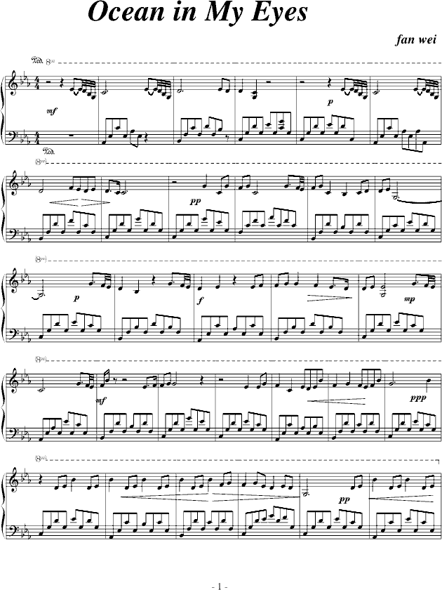 ocean in my eyes钢琴谱-fankevin-虫虫钢琴