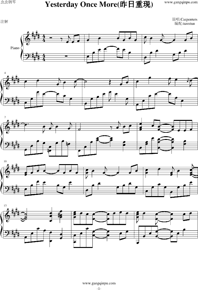 萨克斯演奏昨日重现曲谱_昨日重现萨克斯谱(5)
