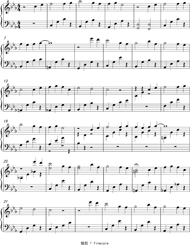落兮钢琴谱-finezaie-虫虫钢琴