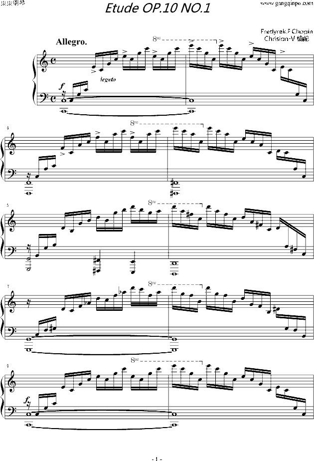 肖邦练习曲 Etude Op 10 No 1 肖邦练习曲 Etude Op 10 No 1钢琴谱 肖邦练习曲 Etude Op 10 No 1c调钢琴 谱 肖邦练习曲 Etude Op 10 No 1钢琴谱大全 虫虫钢琴谱下载 Www Gangqinpu Com