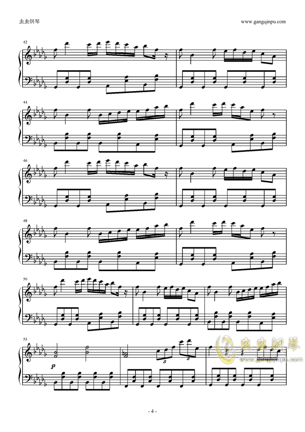 不眠曲谱_钢琴简单曲谱