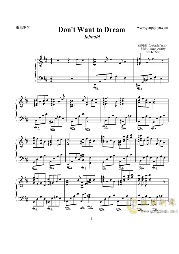 >>dont want to dream(钢琴曲)