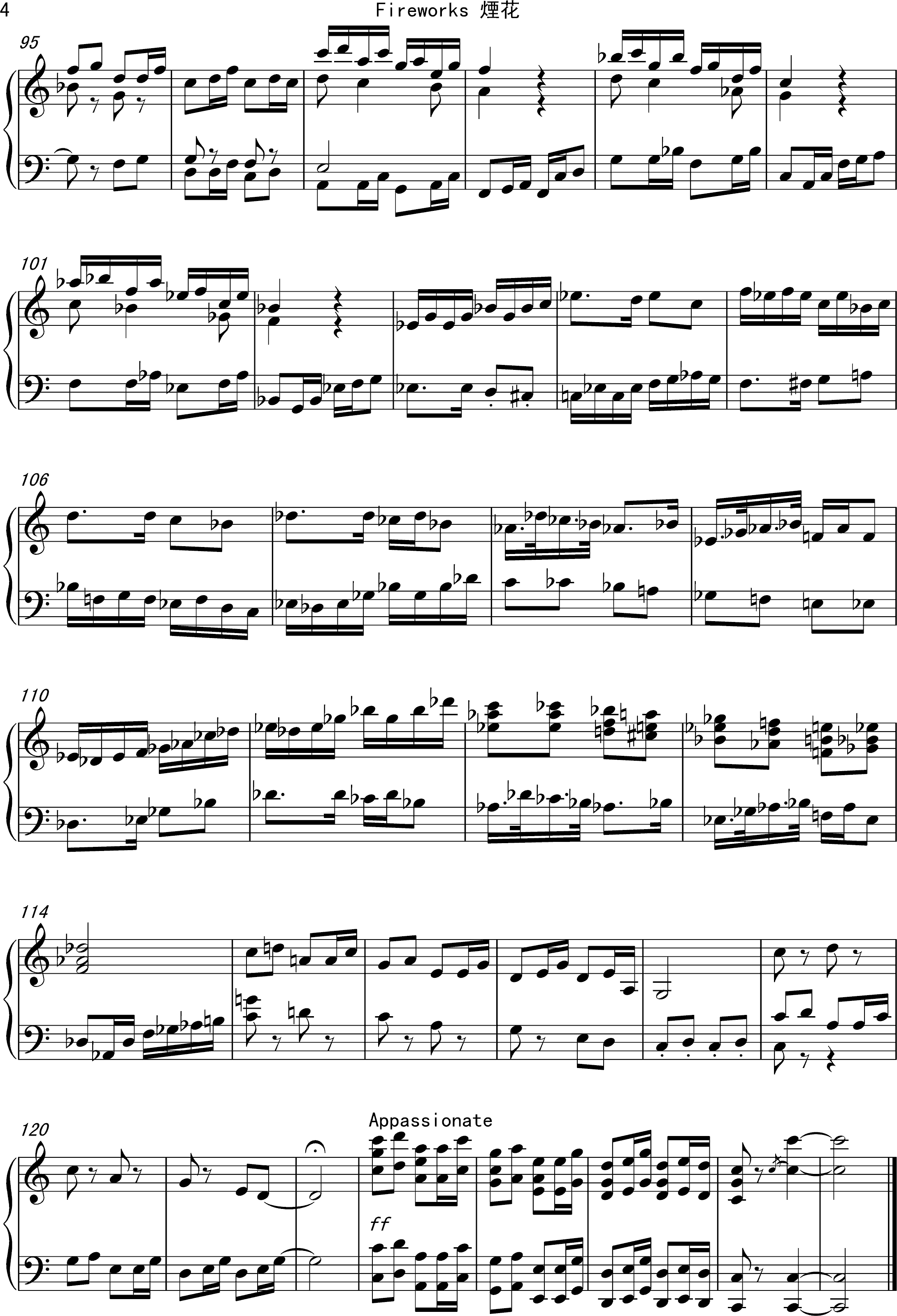 烟花,烟花钢琴谱,烟花bb调钢琴谱,烟花钢琴谱大全,虫虫钢琴谱下载-www