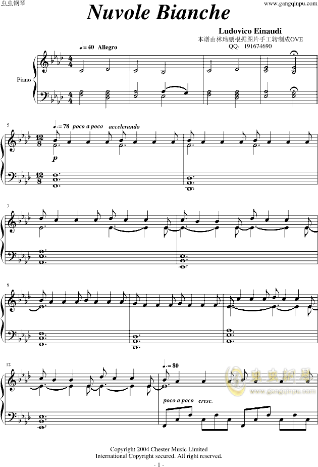 Nuvole bianche piano cheap