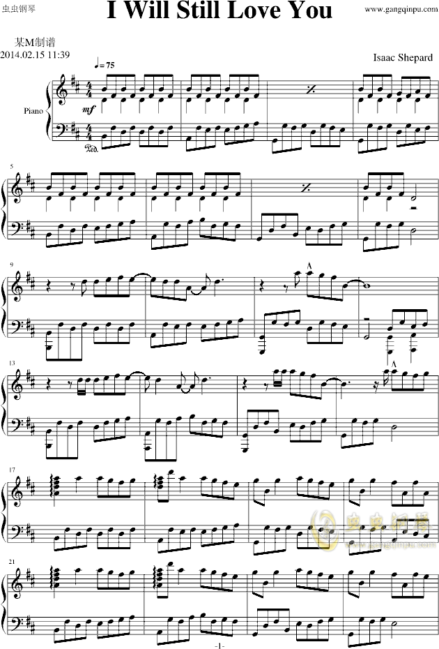 i will still love you钢琴谱_e大调独奏谱__钢琴独奏视频_原版钢琴谱