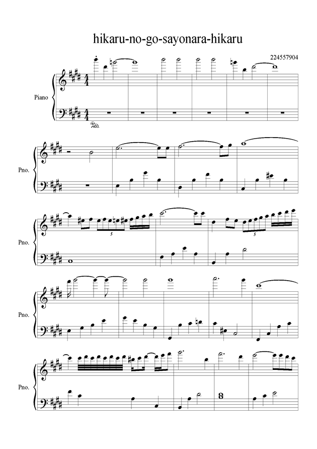 Get Over-Hikaru no go Sheet music for Piano (Solo) Easy