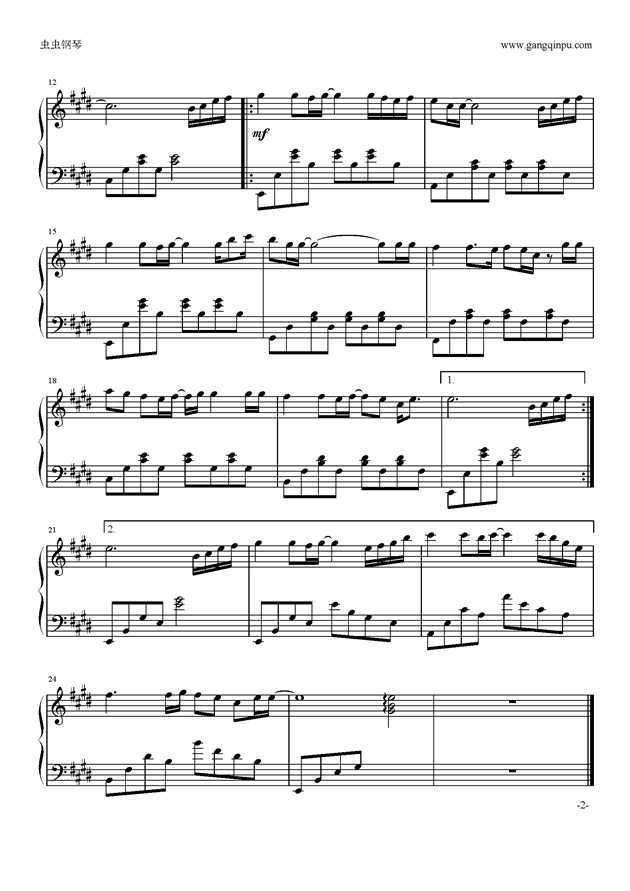 千千阙歌钢琴曲谱完整版_千千阙歌钢琴简谱