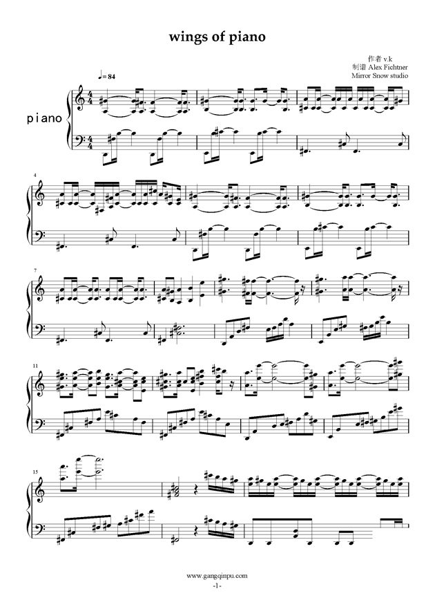 Wings Of Piano Wings Of Piano钢琴谱 Wings Of Piano多调钢琴谱 Wings Of Piano 钢琴谱大全 虫虫钢琴谱下载 Www Gangqinpu Com