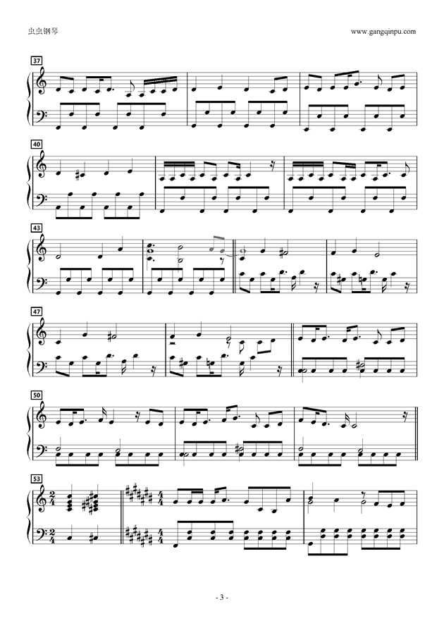钢琴曲谱上下两行差几个八度_钢琴简单曲谱