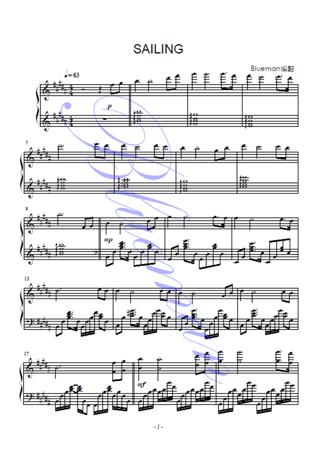 sailing,sailing钢琴谱,sailingb/cb钢琴谱,sailing钢琴谱大全,虫虫