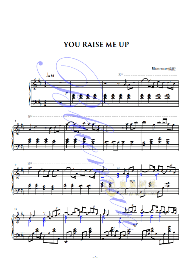 you raise me up钢琴谱-blueman-虫虫钢琴