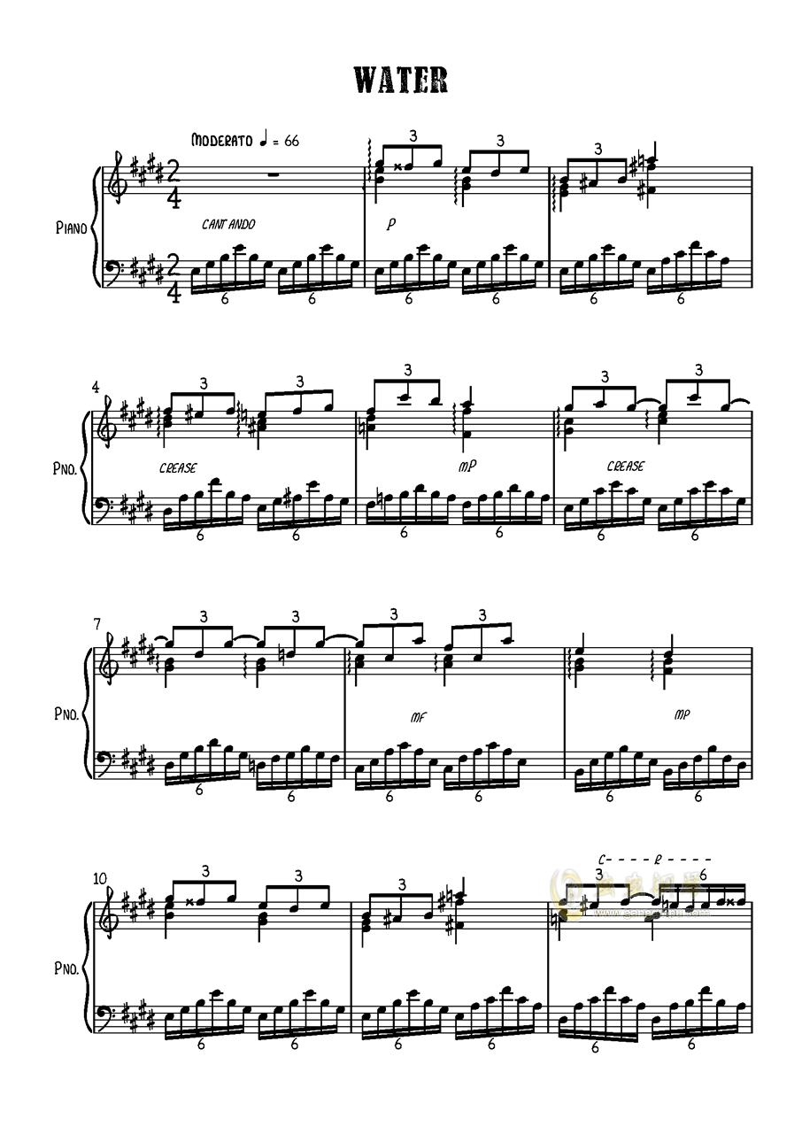 water钢琴谱-yubi-虫虫钢琴