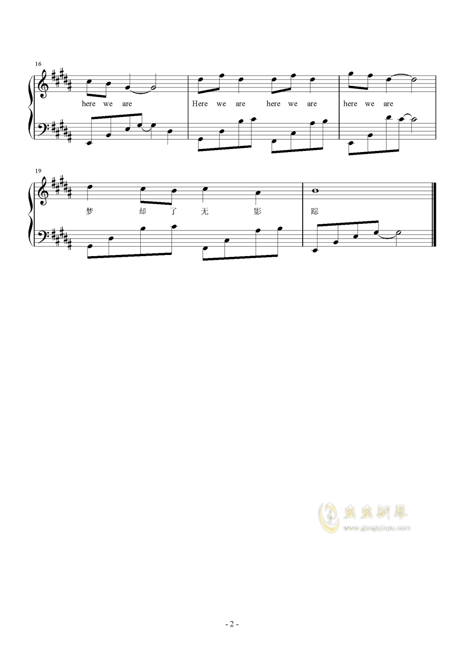 here we are,here we are钢琴谱,here we areb调钢琴谱,here we are