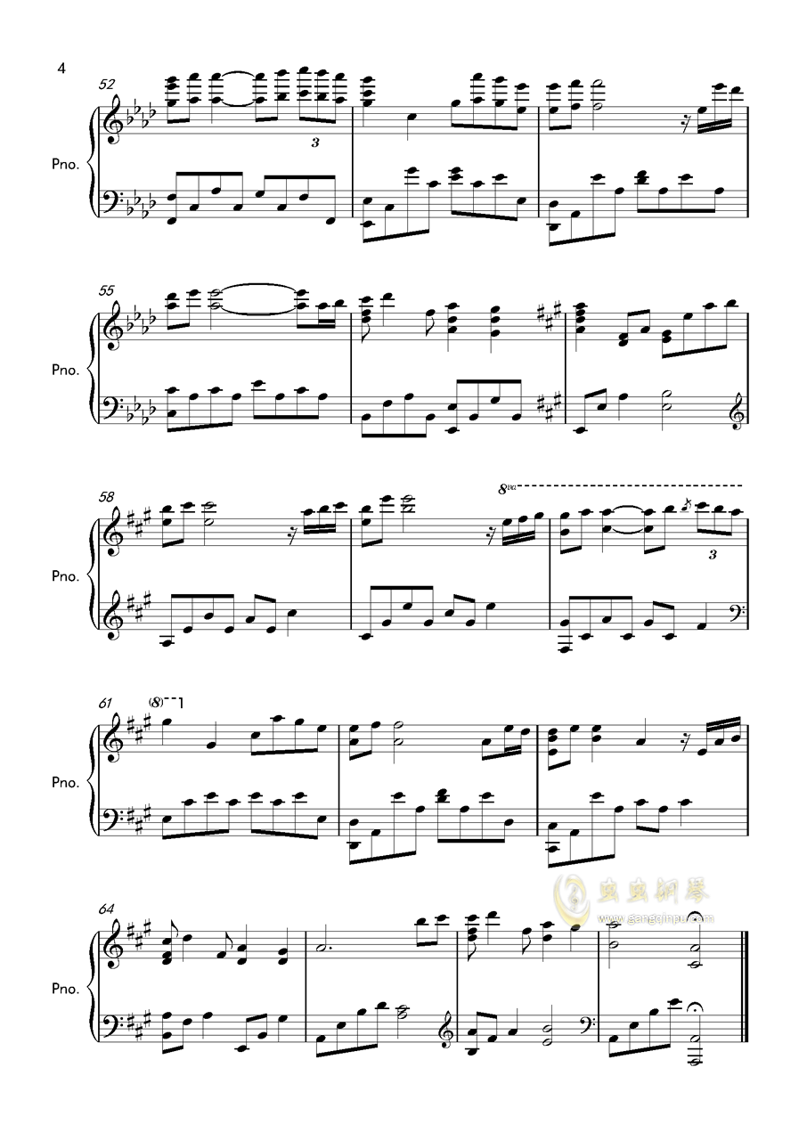 piano sheet music -Kiss the rain原声版1 - www.gangqinpu.com