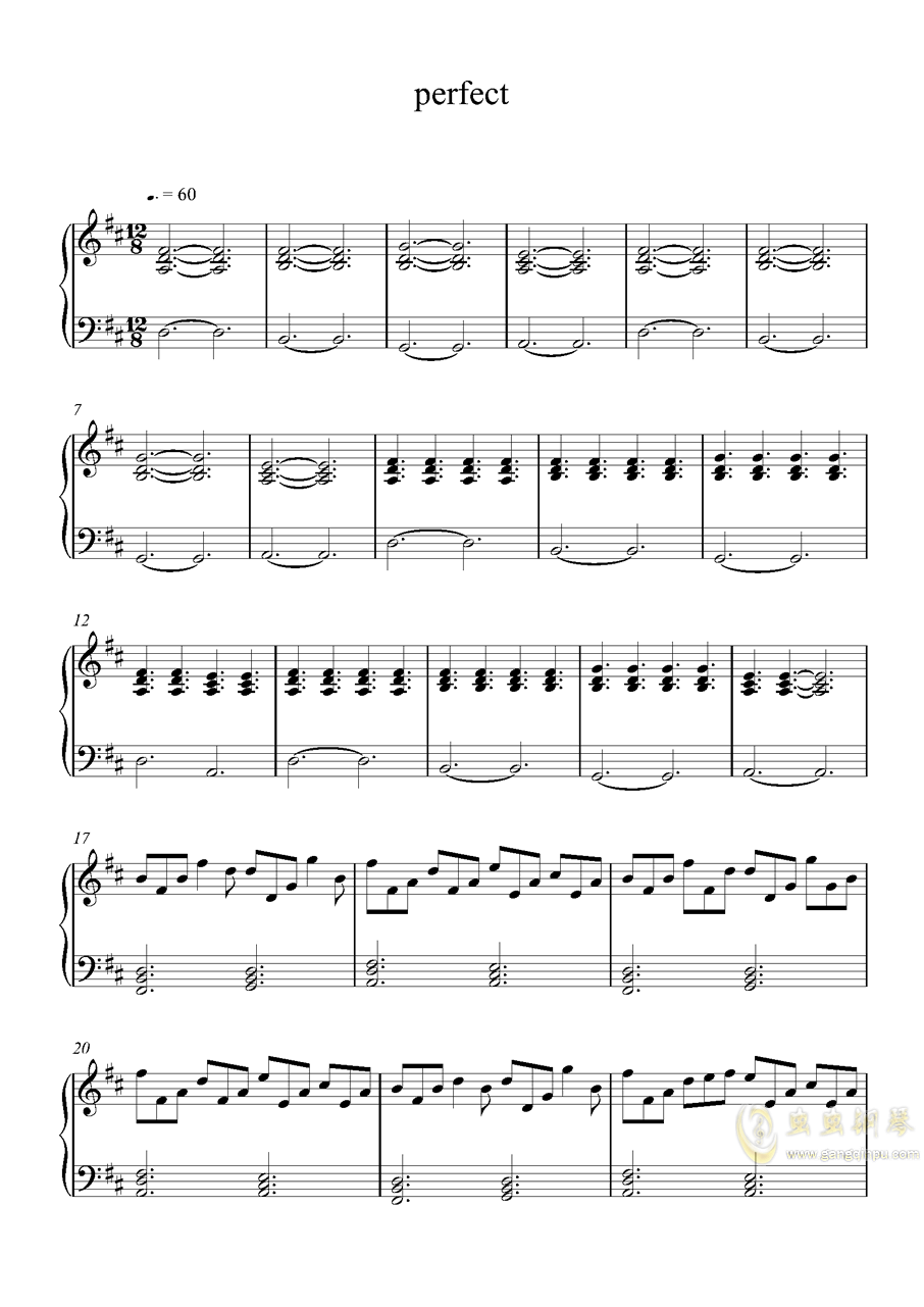 perfect,perfect钢琴谱,perfectd调钢琴谱,perfect钢琴谱大全,虫虫