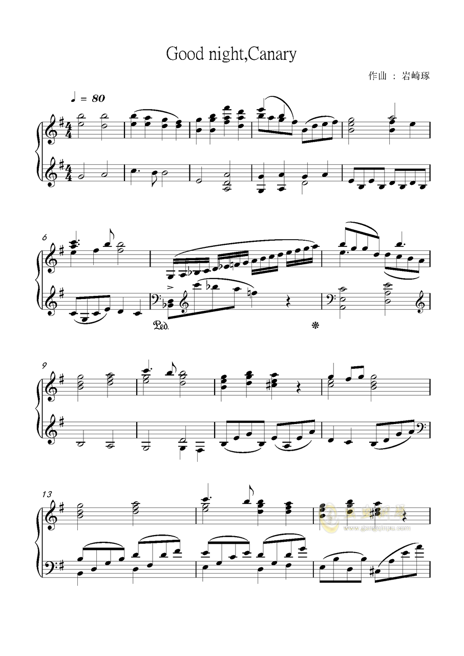 good night,canary,good night,canary钢琴谱,good night,canaryx调