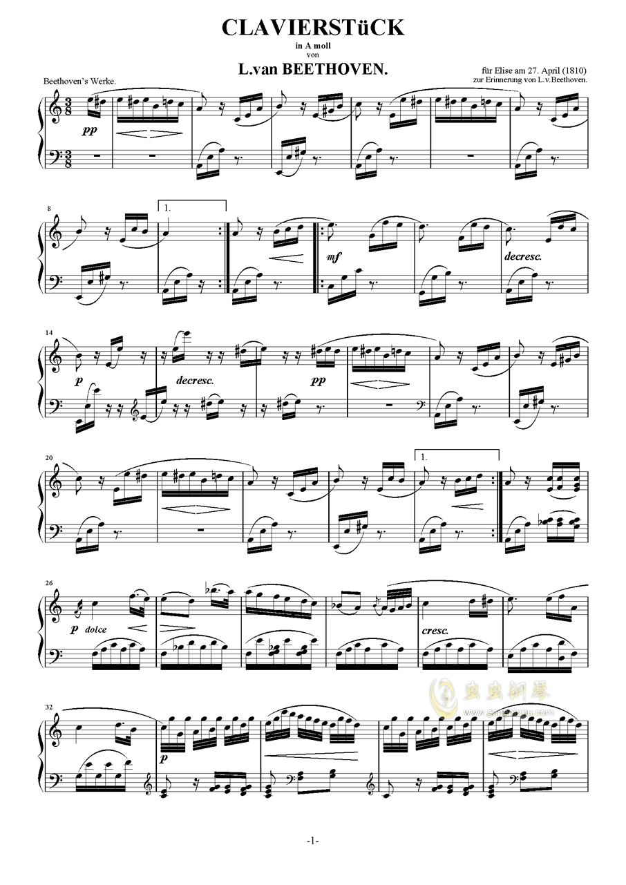 致爱丽丝 钢琴曲 致爱丽丝 钢琴曲钢琴谱 致爱丽丝 钢琴曲c调钢琴谱 致爱丽丝 钢琴曲 钢琴谱大全 虫虫钢琴谱下载 Www Gangqinpu Com
