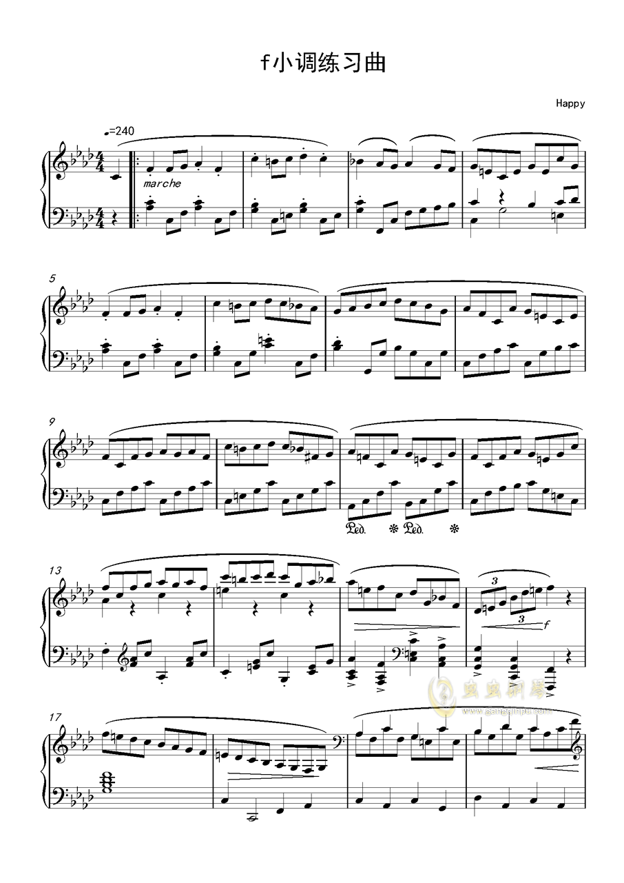 吉他谱 网友原创  >>f小调练习曲