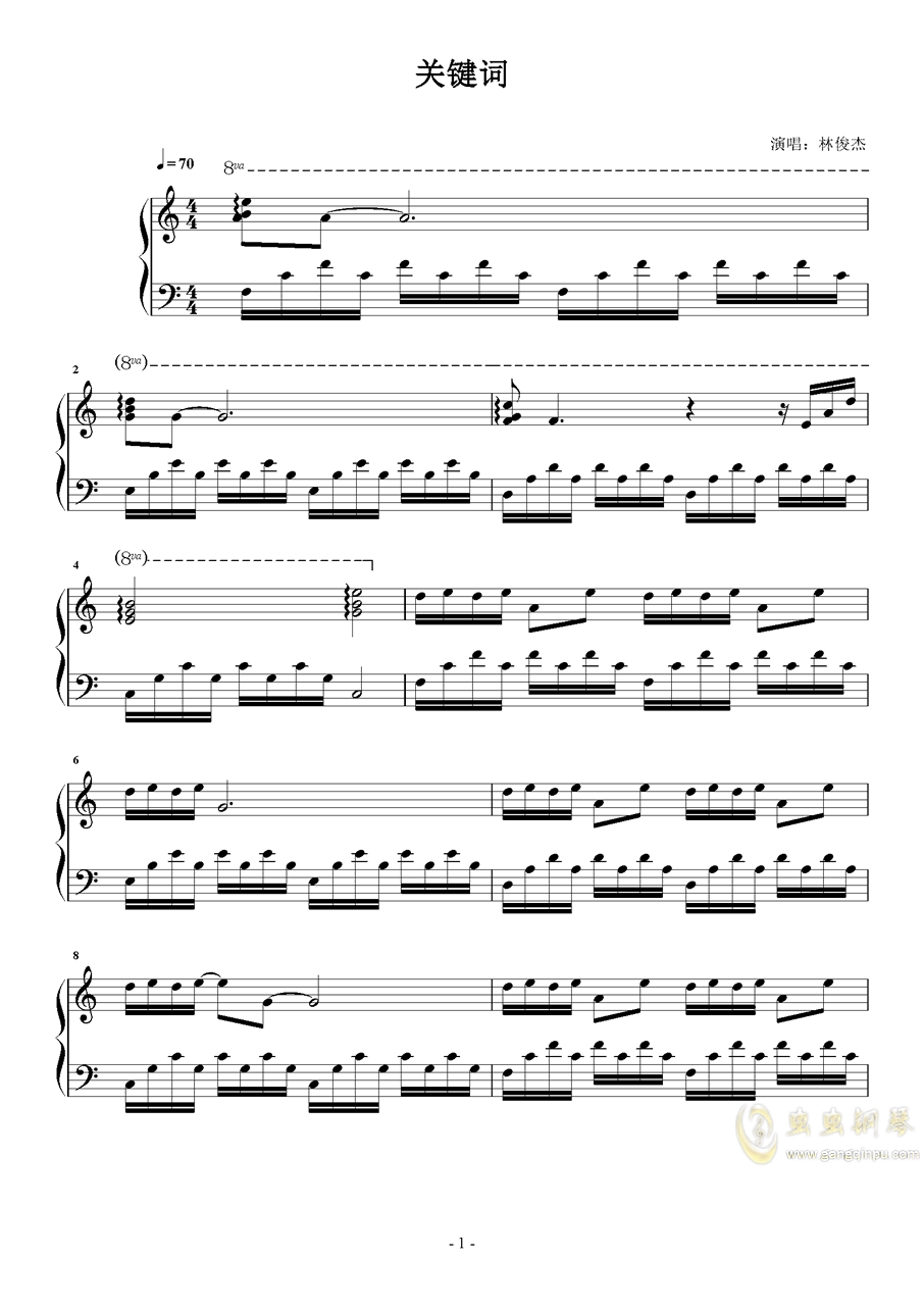关键字曲谱_钢琴简单曲谱