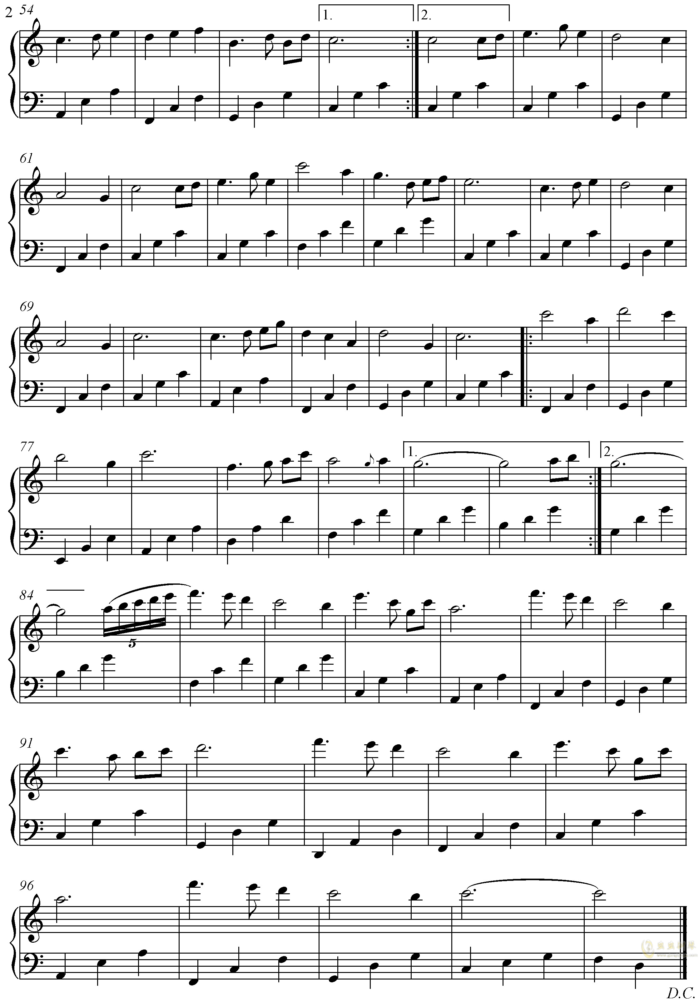 月光水岸(完整版)钢琴谱-c调-虫虫乐谱