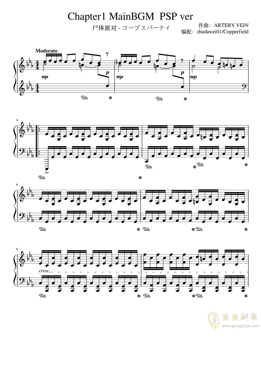 chapter1-mainbgm钢琴谱_eb调独奏谱__钢琴独奏视频_原版钢琴谱_虫虫