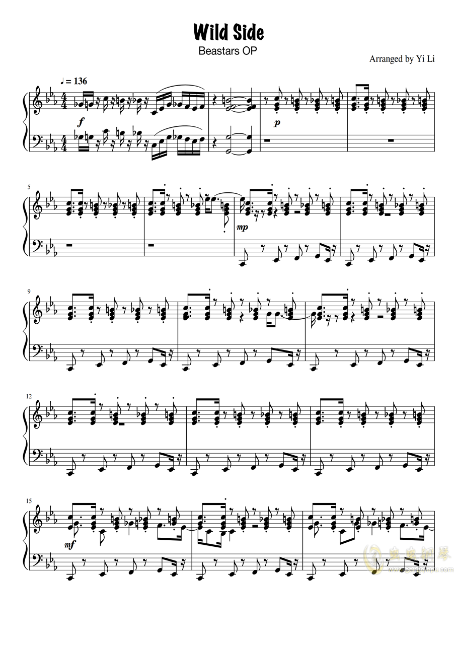 wild side (beastars op)钢琴谱-hakugei_yi-虫虫钢琴