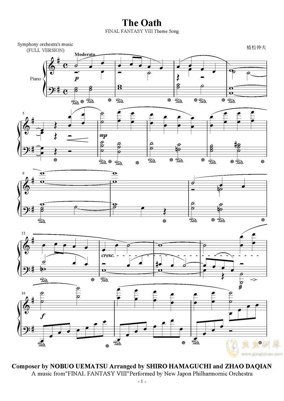 the oath钢琴谱-李小熊-虫虫钢琴