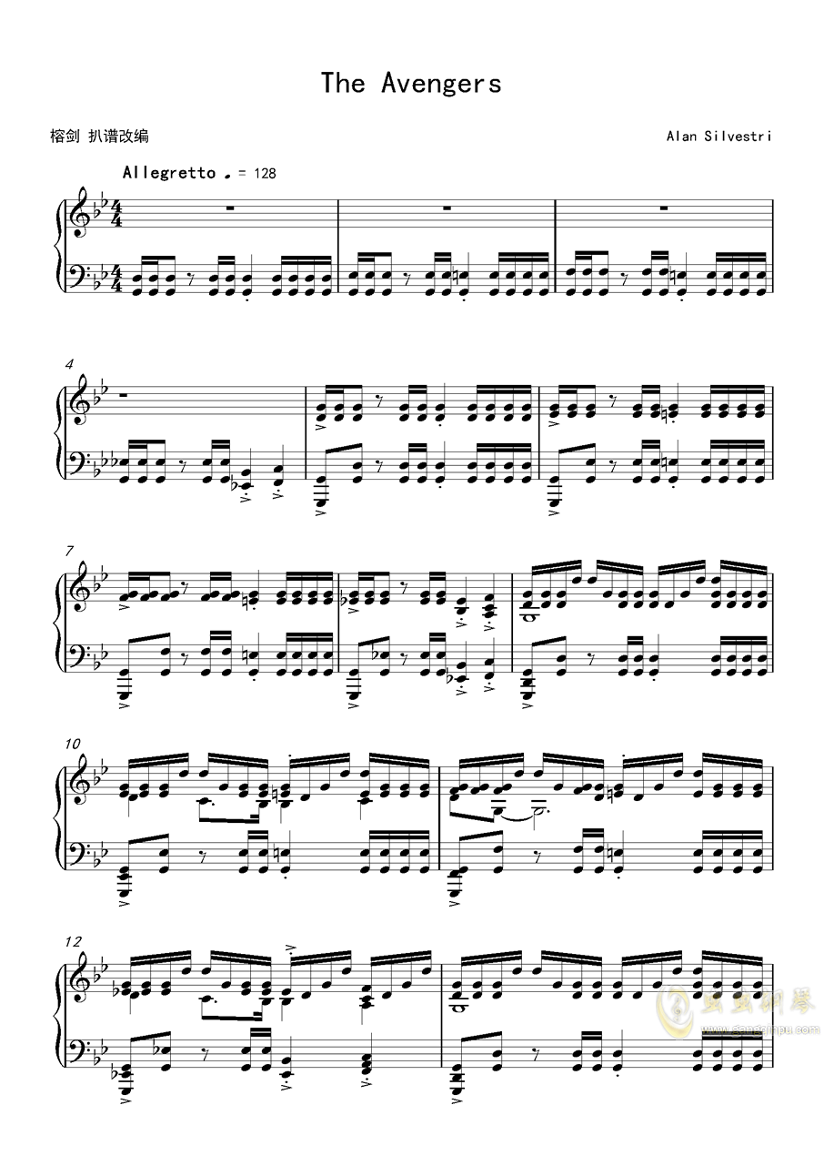 the avengers 复仇者联盟钢琴谱-榕剑-虫虫钢琴