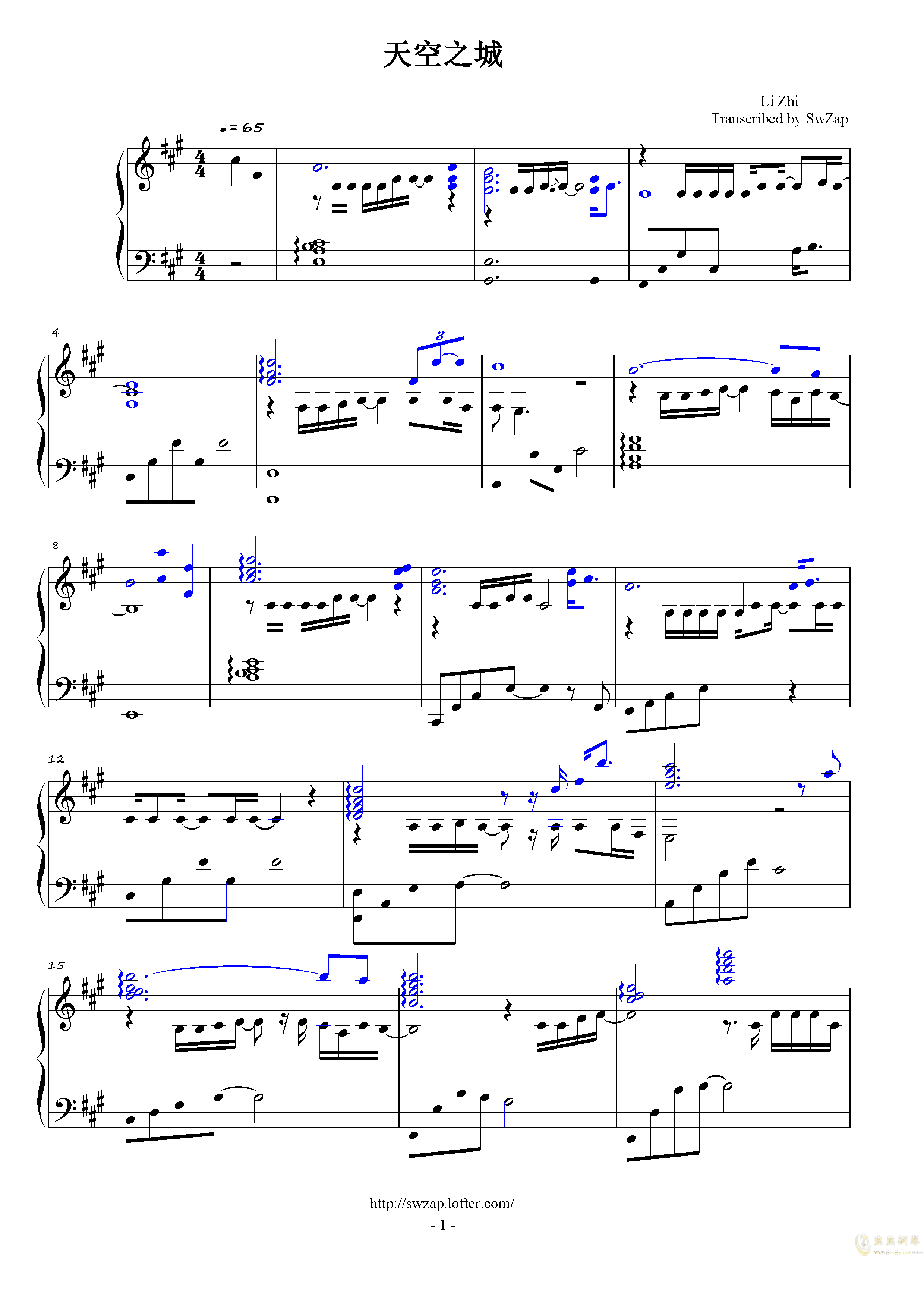 天空之城(project b:01)钢琴谱-swzap-虫虫钢琴