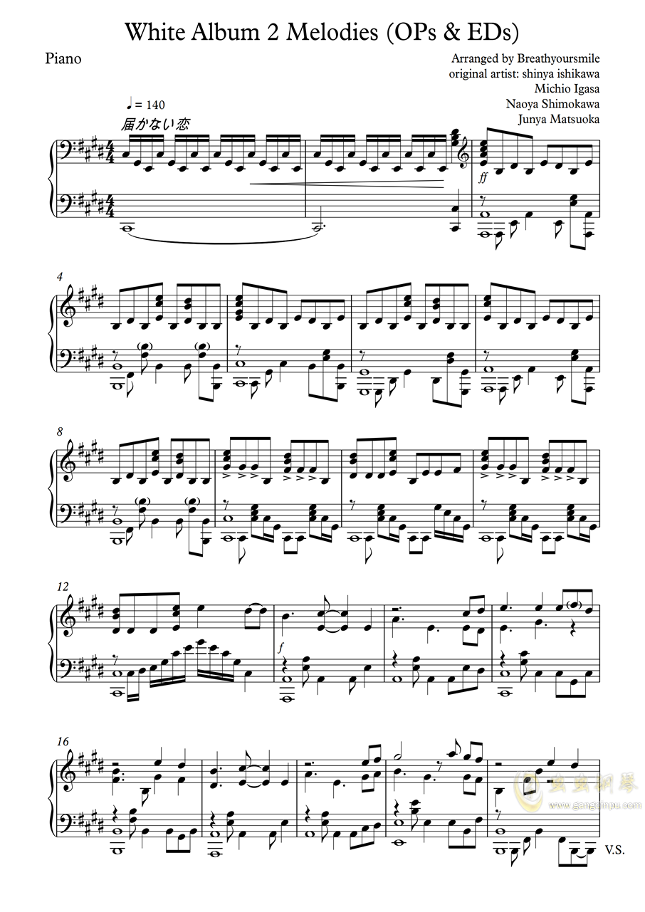 白色相薄钢琴曲谱_钢琴简单曲谱